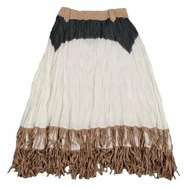 Issey Miyake Vintage Brown Patterned Fringe Skirt