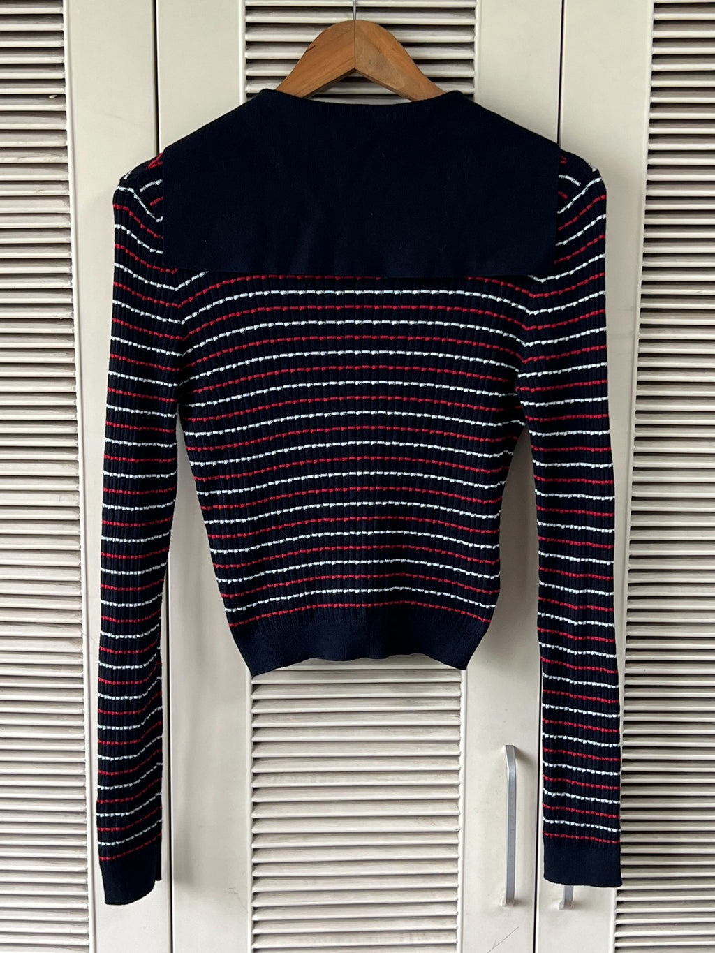 Miu Miu striped sailor collar knit cardigan