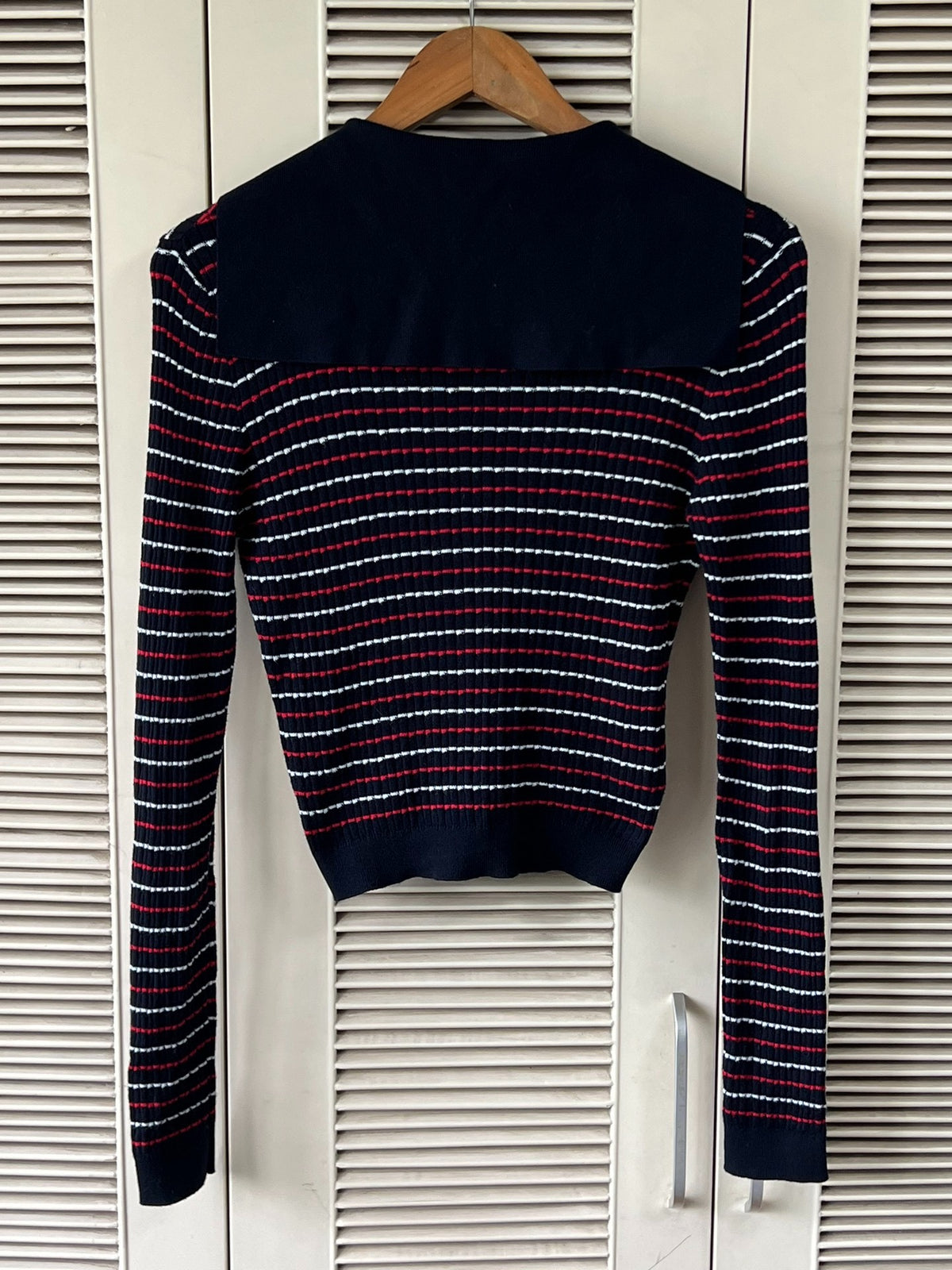 Miu Miu striped sailor collar knit cardigan