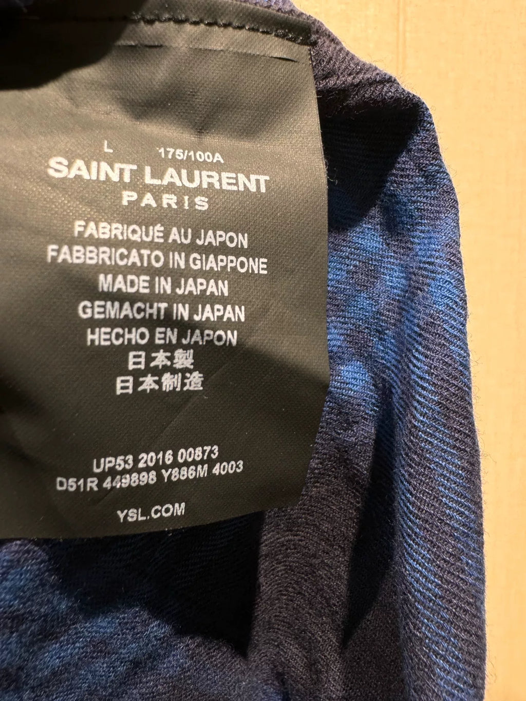 Saint Laurent Navy Blue Plaid Black Button-Down Flannel Shirt
