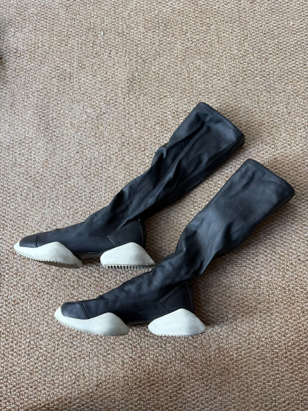 Rick Owens Black x Adidas Lambskin Horsebit Boots