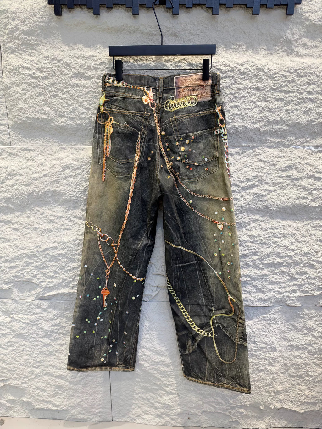 Acne Studios SS26 Black Gold Chain Denim Jeans