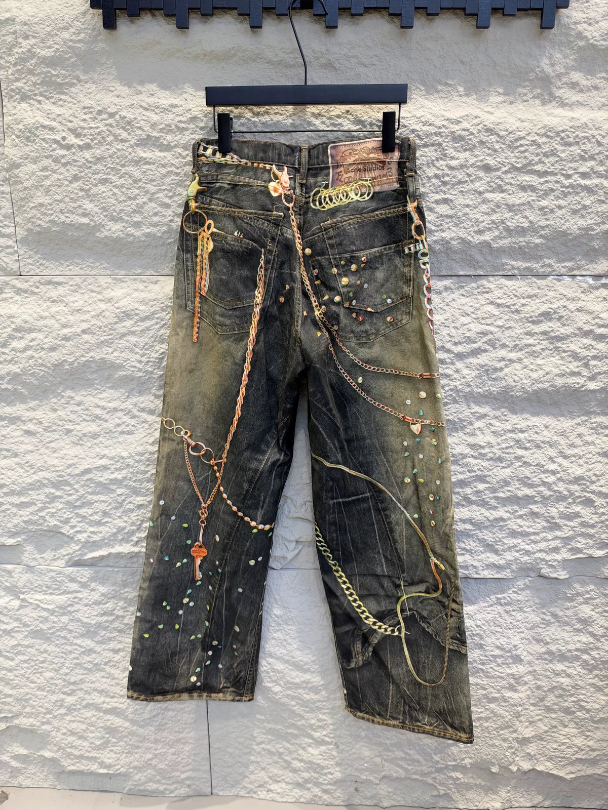 Acne Studios SS26 Black Gold Chain Denim Jeans