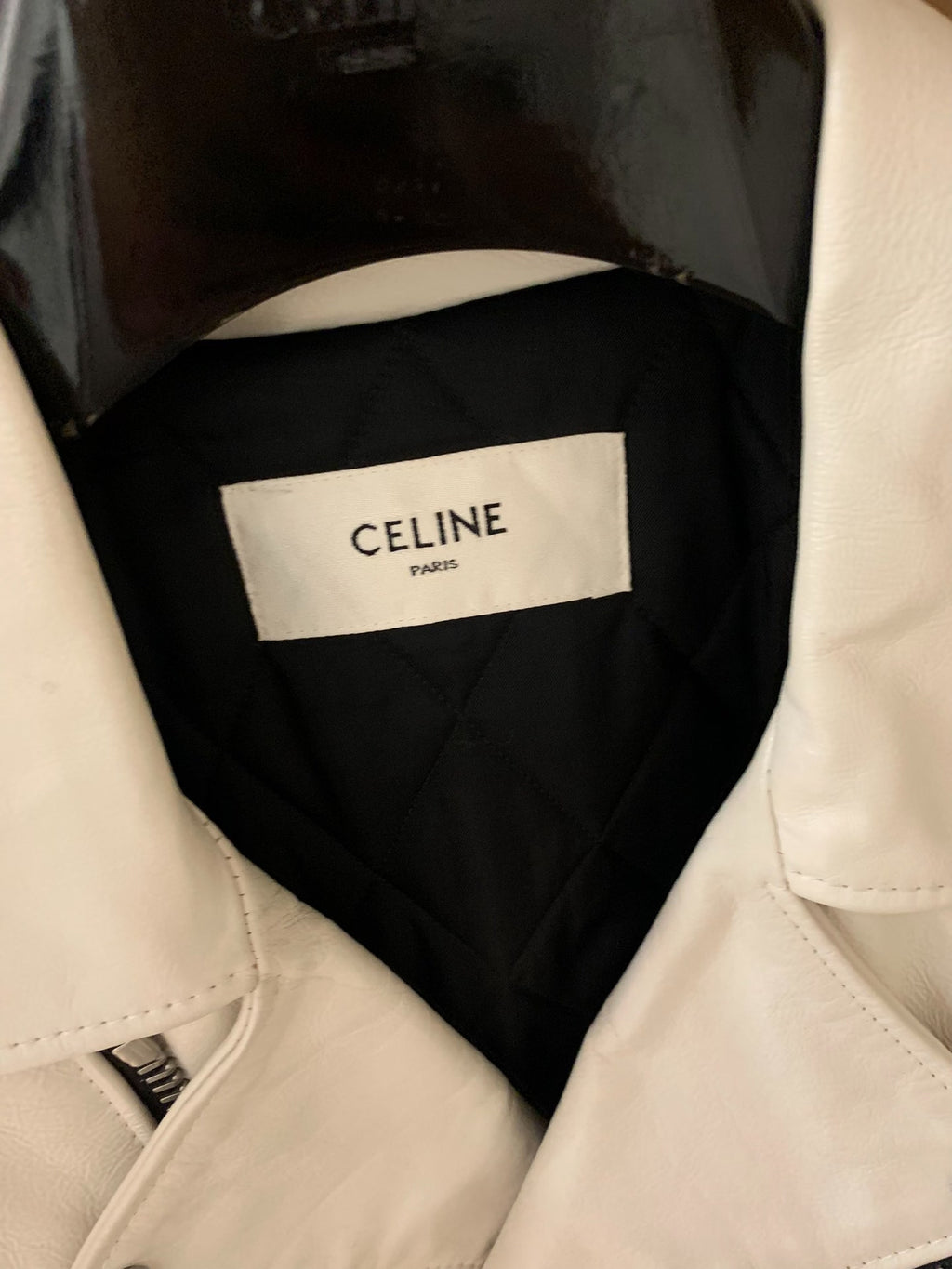 Celine 2019FW Leather Cropped Biker Jacket