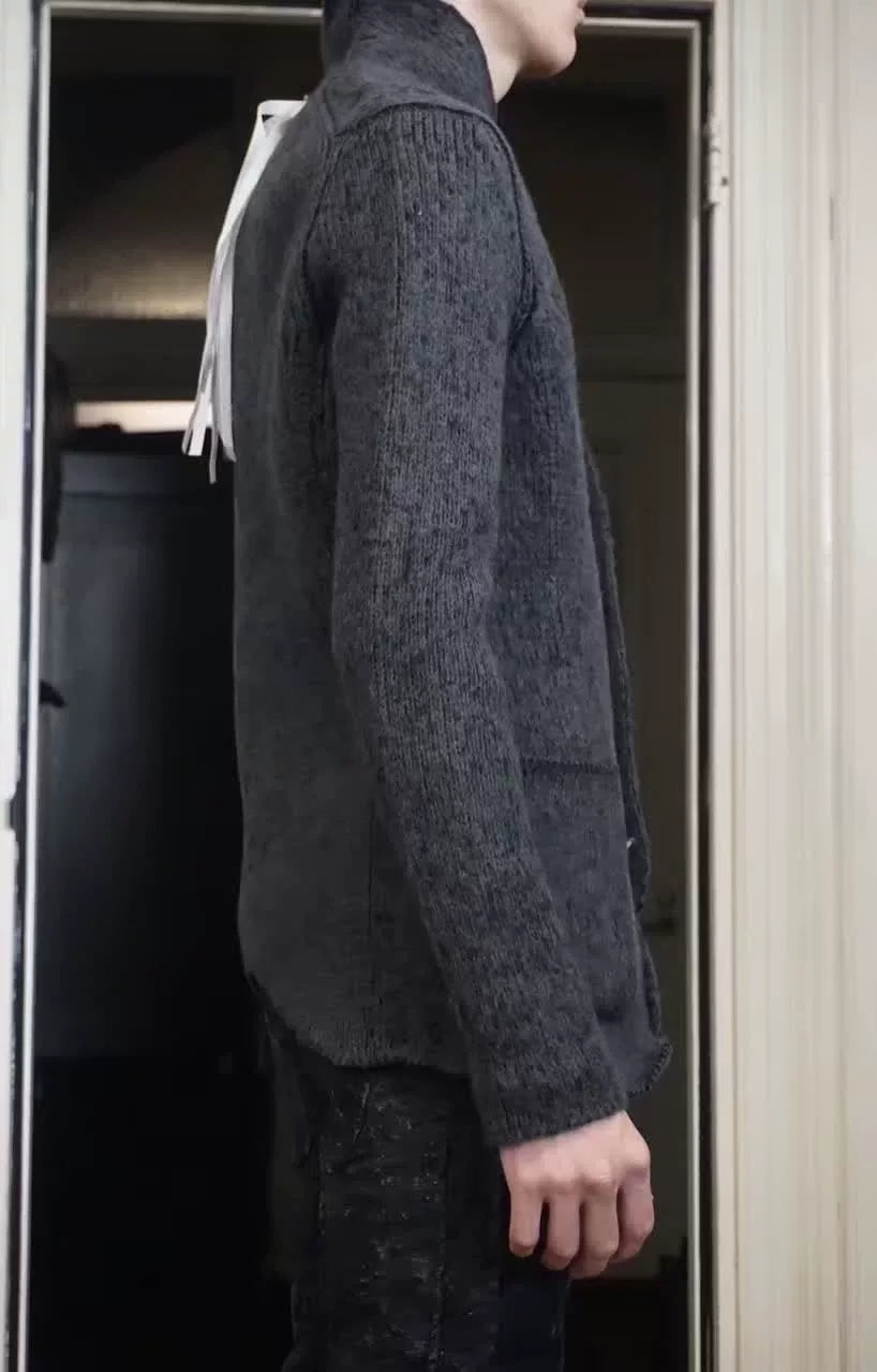 Label Under Construction FW16 Dark carded Grey LUC Cresent Collar Wool Jacket
