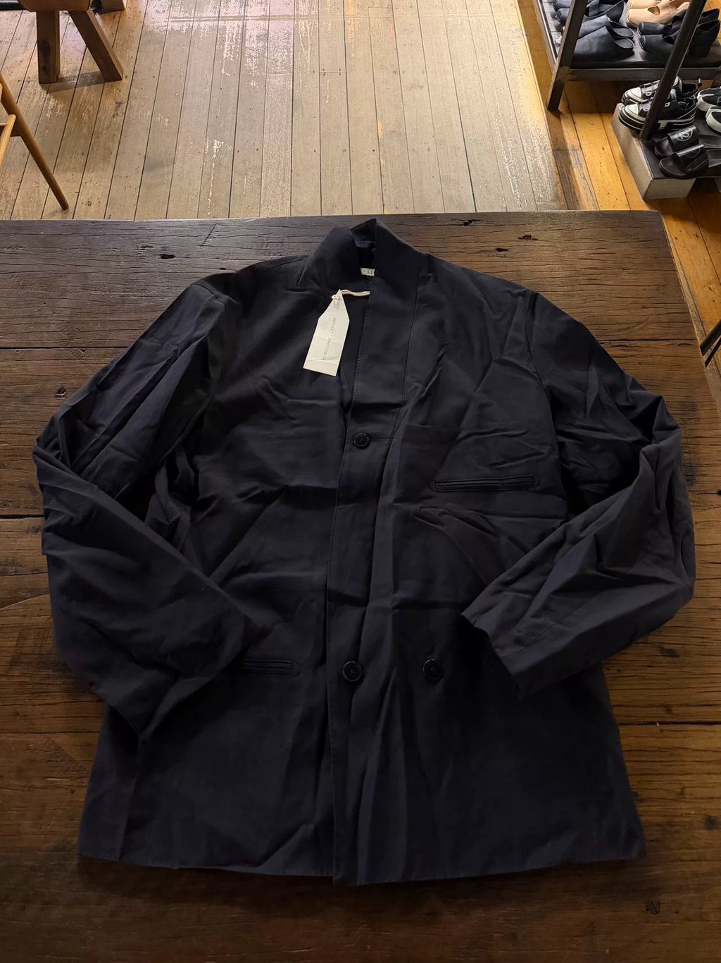 Christophe Lemaire Three-Button Collarless Wool Cotton Jacket