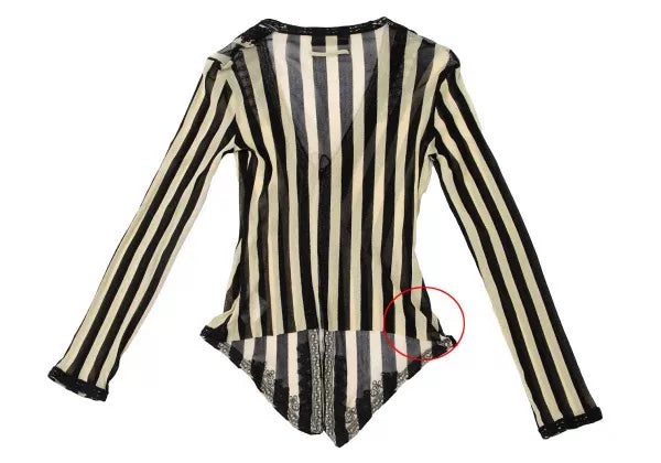 Jean Paul Gaultier Vintage Beige Striped Mesh Cardigan