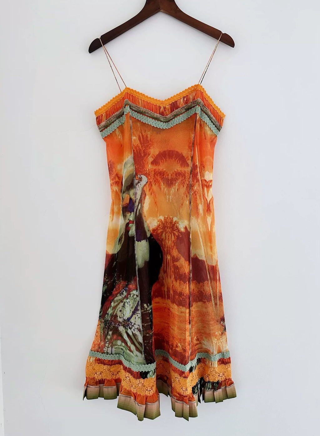 Jean Paul Gaultier sunset portrait print slip dress