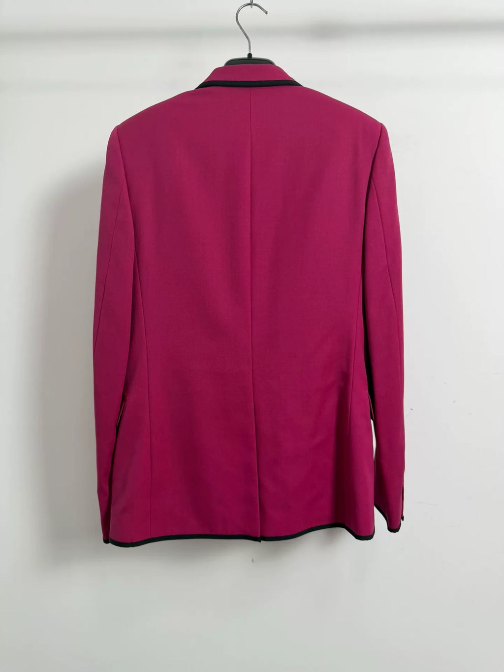 Saint Laurent SS14 Raspberry Red Black Trim Wool Jacket