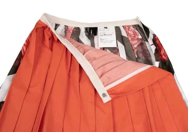 COMME des GARCONS Vintage Red Floral Pleated Skirt