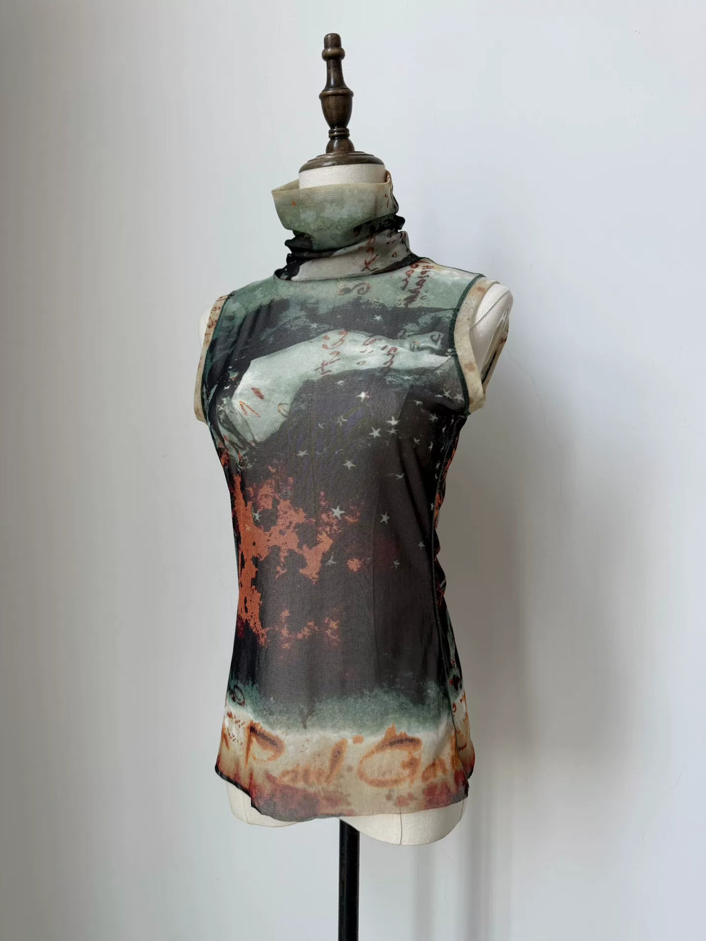 Jean Paul Gaultier Vintage Mesh Portrait Sleeveless Top