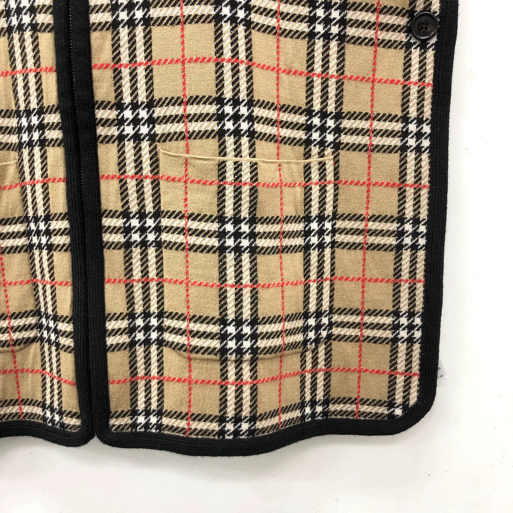 Burberry Brown Plaid Wool Hooded Zip-Up Cape
