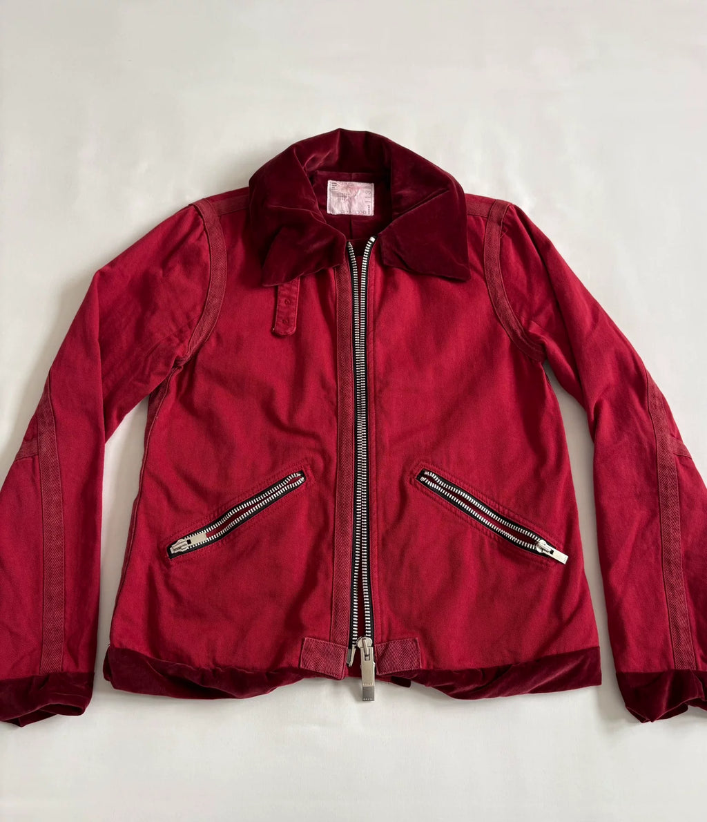 Sacai Vintage Zip Velvet Panel Denim Jacket
