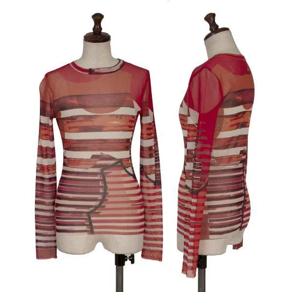 Jean Paul Gaultier Vintage Red Striped Mesh Top