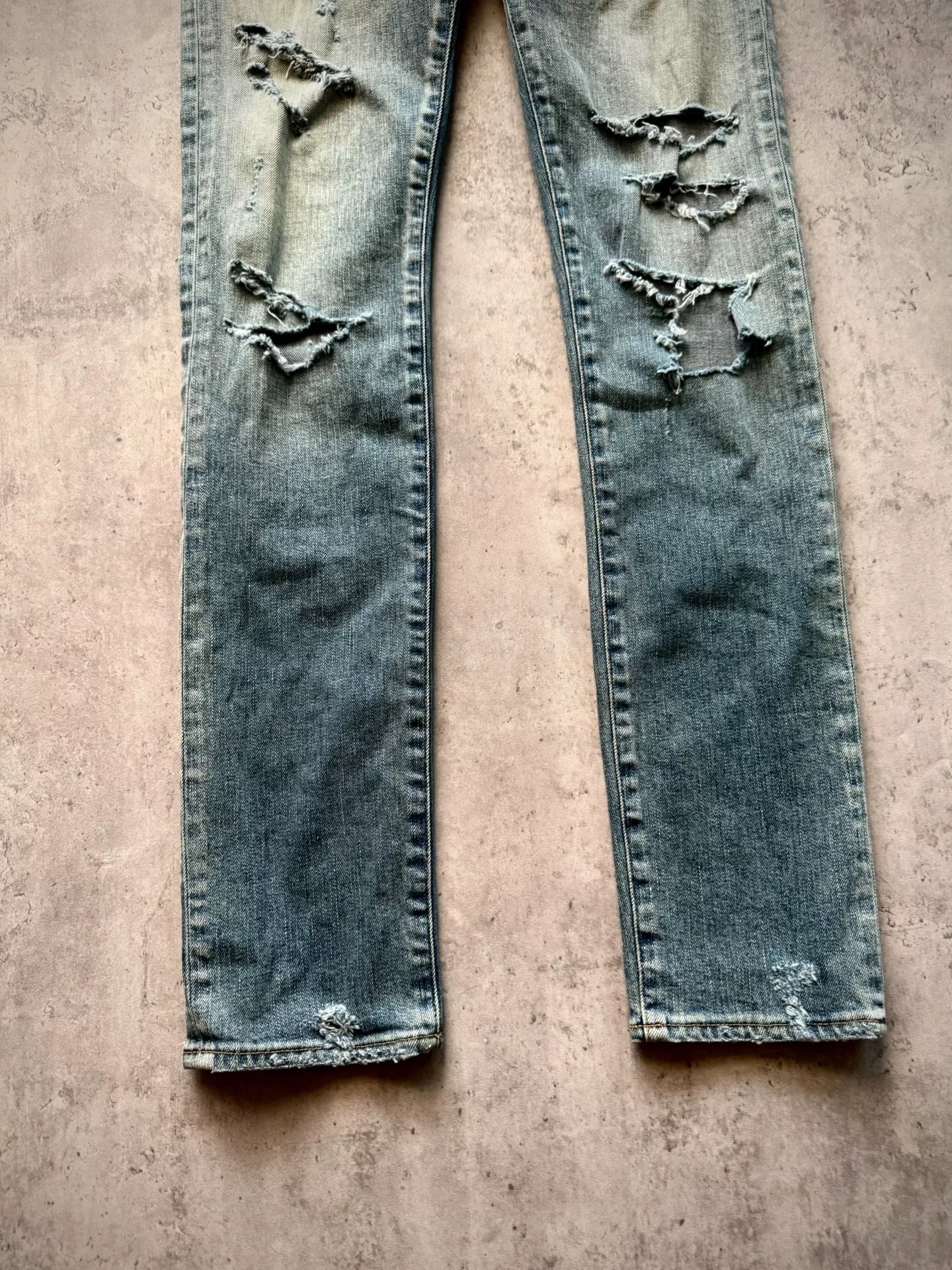 Saint Laurent Paris 16SS D02 Light Blue Distressed Denim Jeans by Hedi Slimane