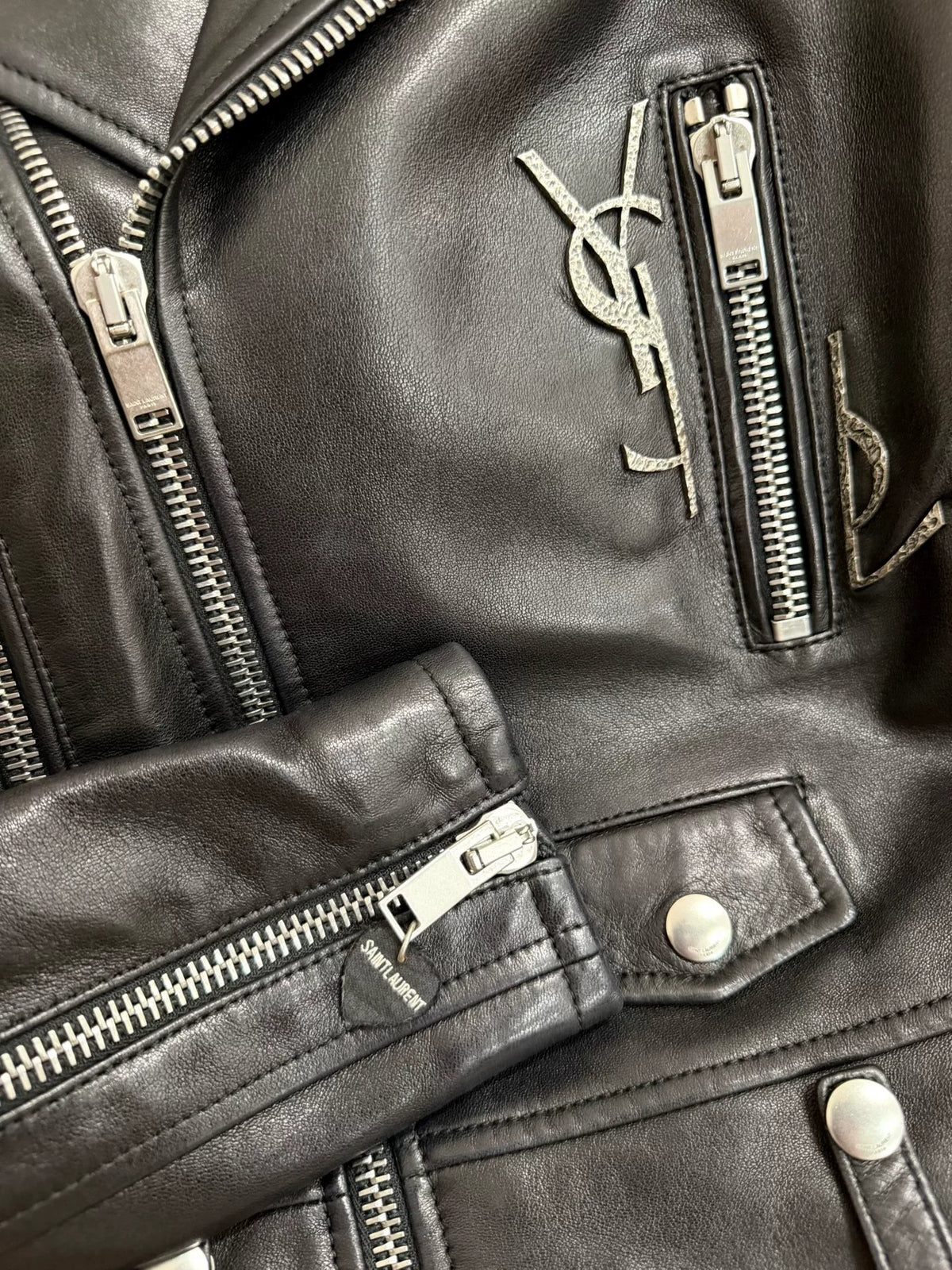 Saint Laurent FW17 L01 Embossed Lambskin Logo Jacket