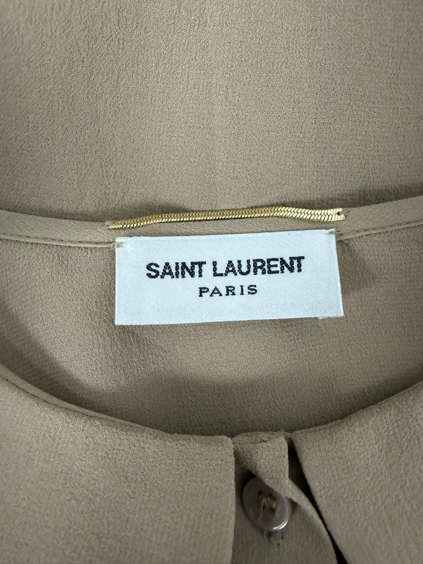 Saint Laurent Slp13fw Silk Peter Pan Collar Accordion Shirt