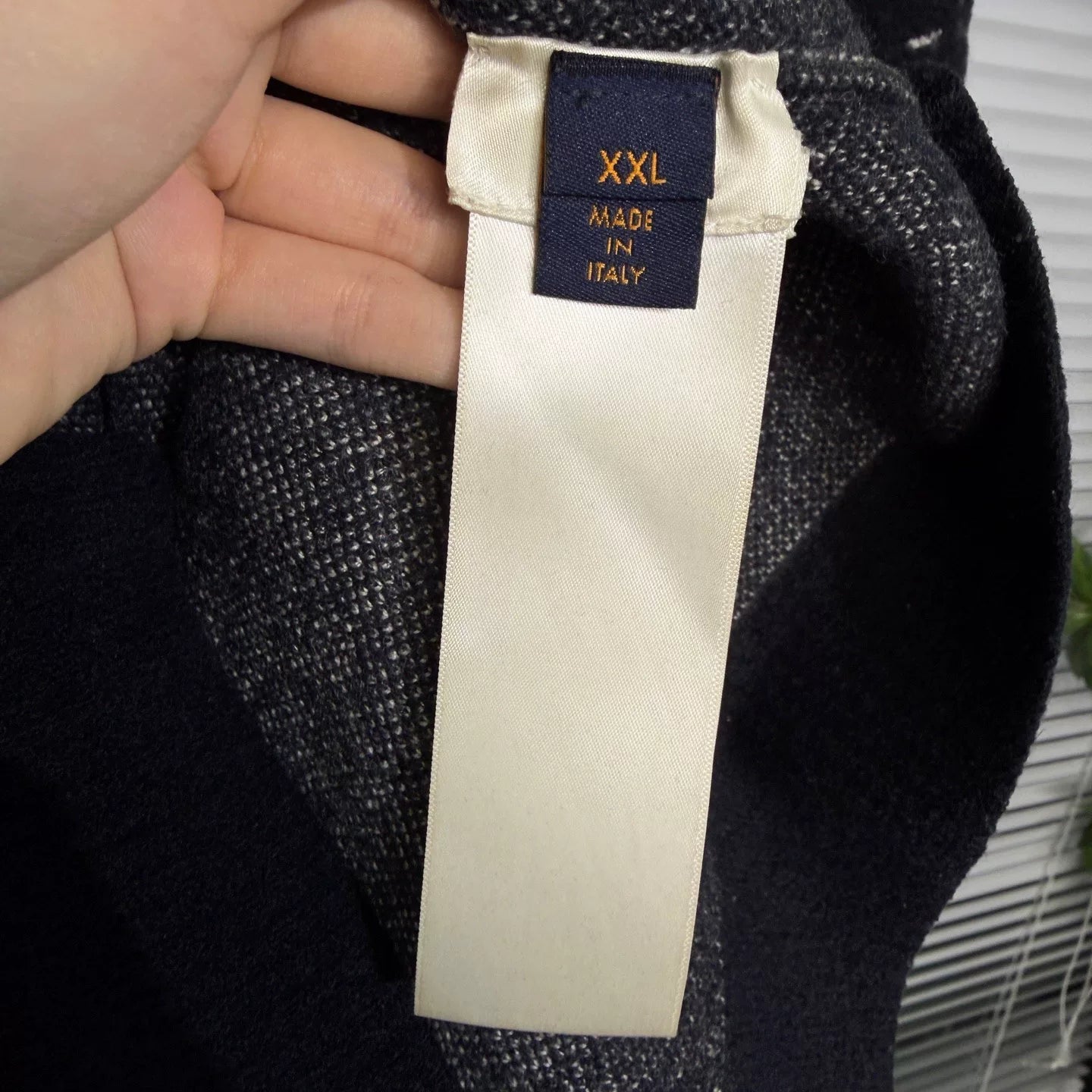 Louis Vuitton Knit Distressed Wool Monogram All-Over Logo Print Navy Sweater