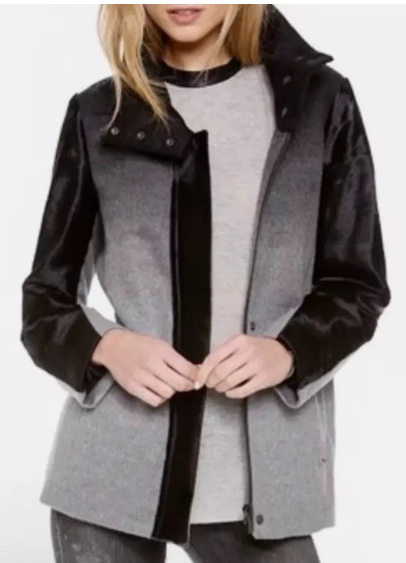 Helmut Lang Gray Black Ombré Wool Calf Pony Hair Jacket Coat