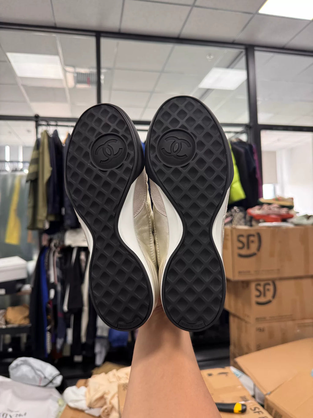 Chanel 25s Black Double C Logo German Army Trainers