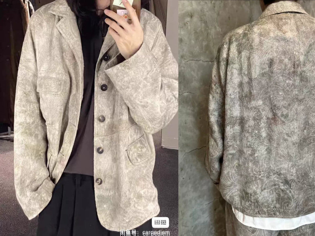 Ziggy Chen 24pf Dirty-Dyed Jacquard Suit Jacket