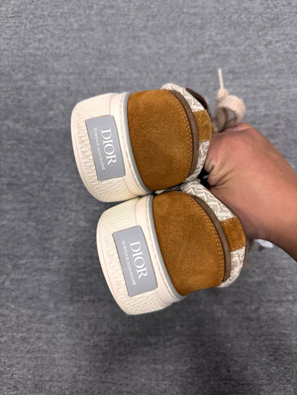 Dior B33 Brown White Leather Sneakers