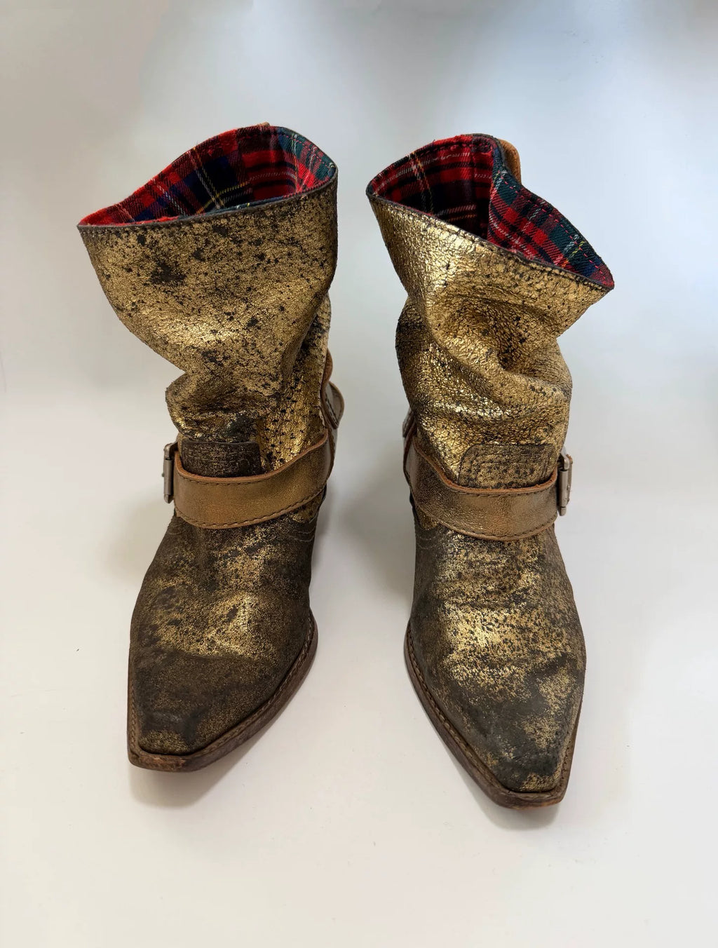 unya Watanabe gold leather boots
