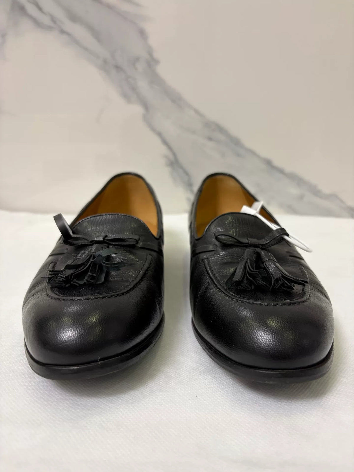 Gucci Black Fringe Leopard Head Metal Loafers