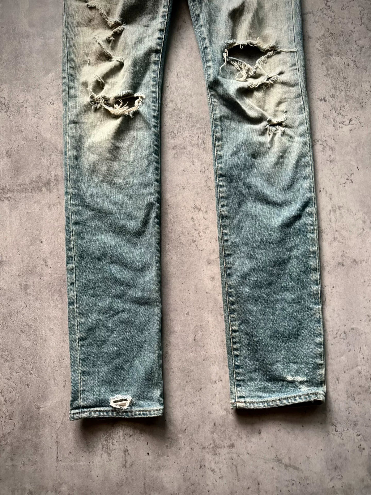 Saint Laurent Paris 16SS D02 Blue Distressed Denim Jeans by Hedi Slimane