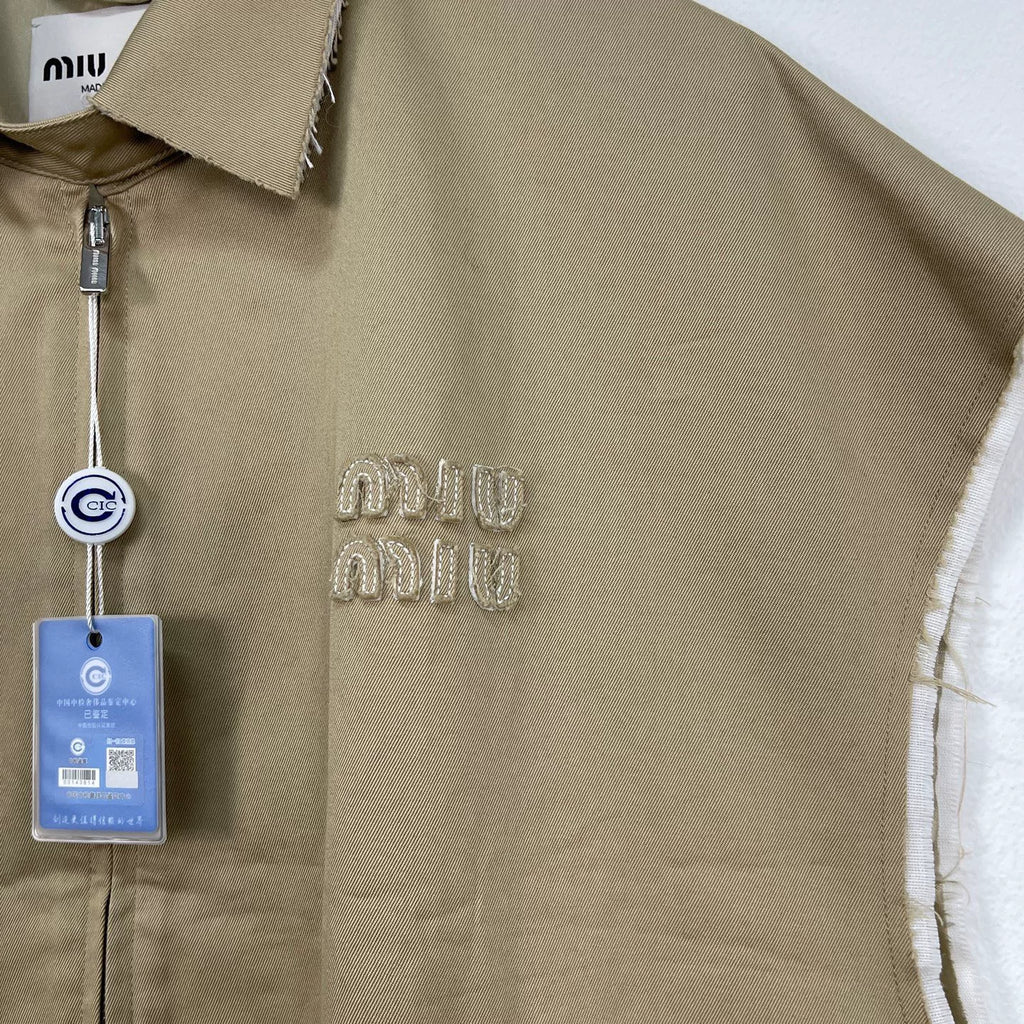 Miumiu Khaki Distressed Vest Jacket