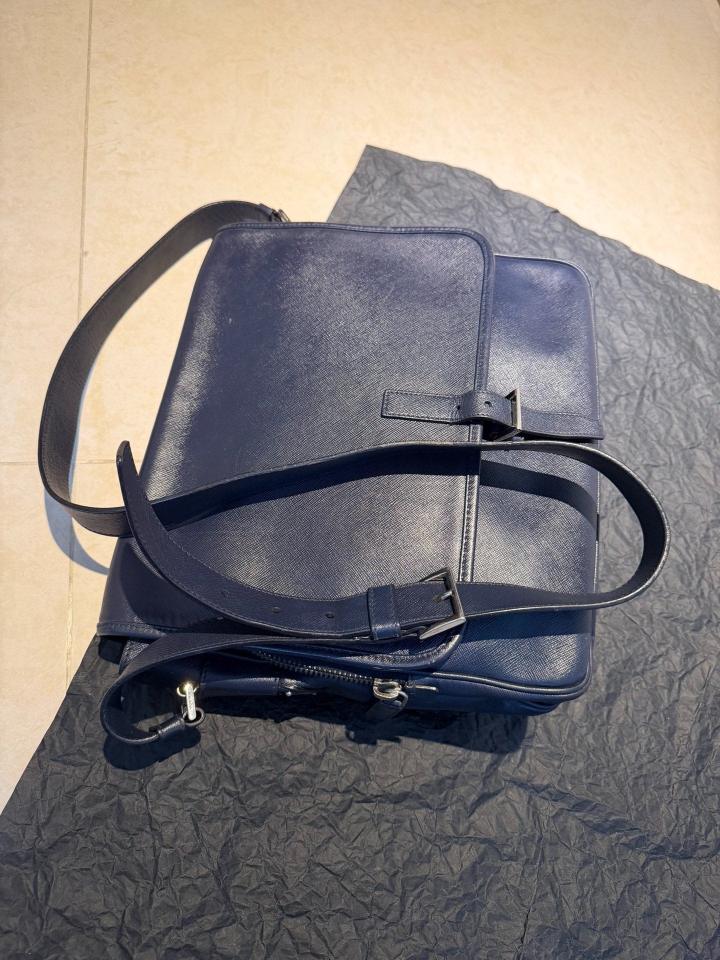 Prada Easy Silver Buckle Micro Logo Crossbody Bag