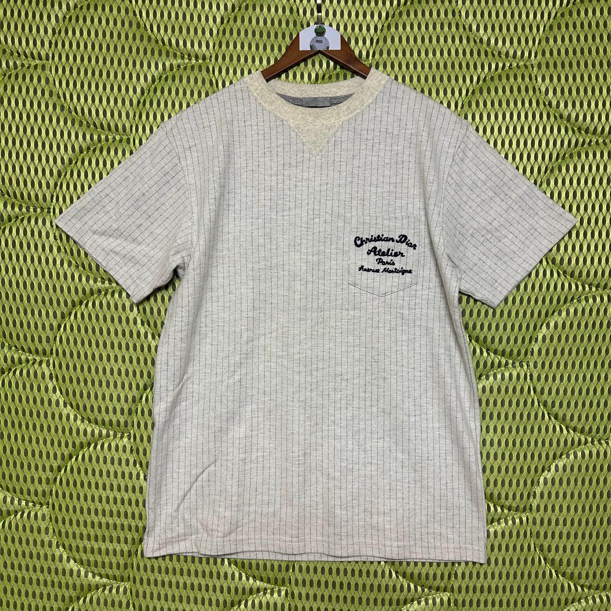 Dior Vintage Vertical Stripe Wool-Cotton Atelier Short Sleeve T-Shirt