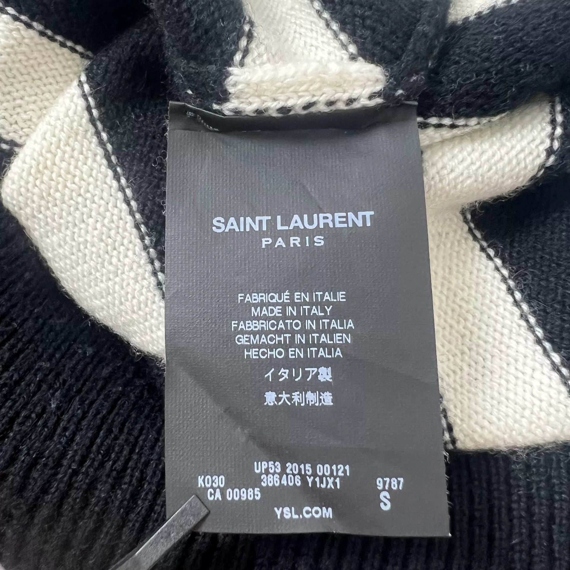 Saint Laurent 15FW Black White Striped Turtleneck Sweater
