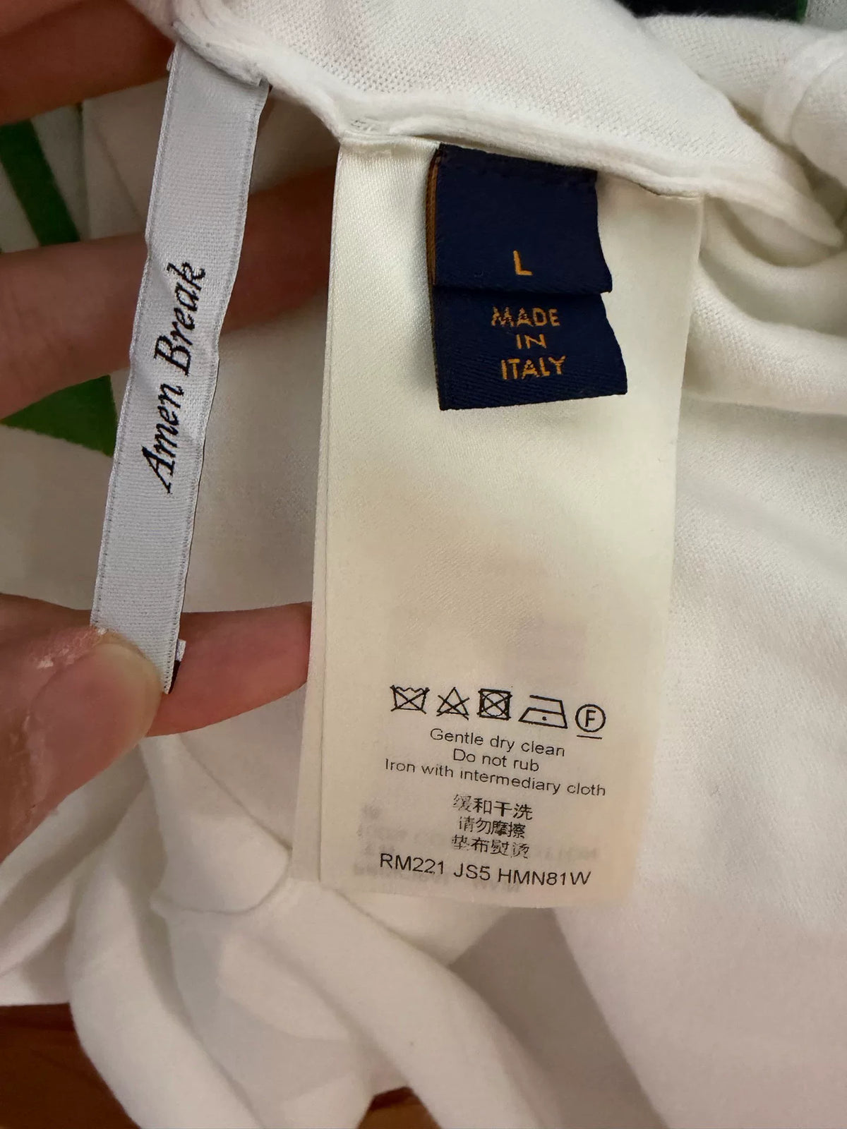 Louis Vuitton White Green Letter Knit Short Sleeve Top