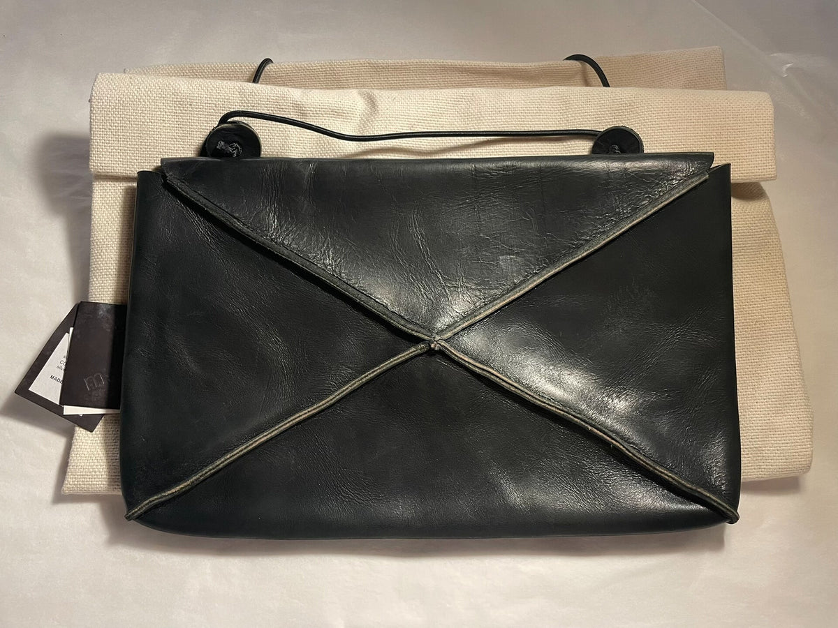 M.A+ ipad Black Envelop Clutch Vacchetta Leather Pouch