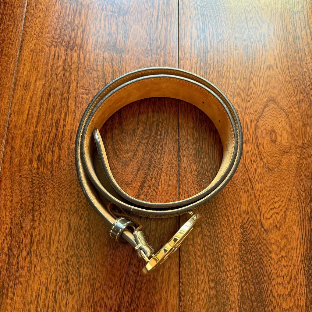 Gucci Monogram Print Leather Belt