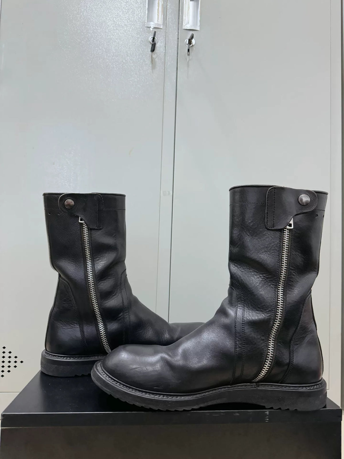 Rick Owens Creeper High-Top Leather Military Boots