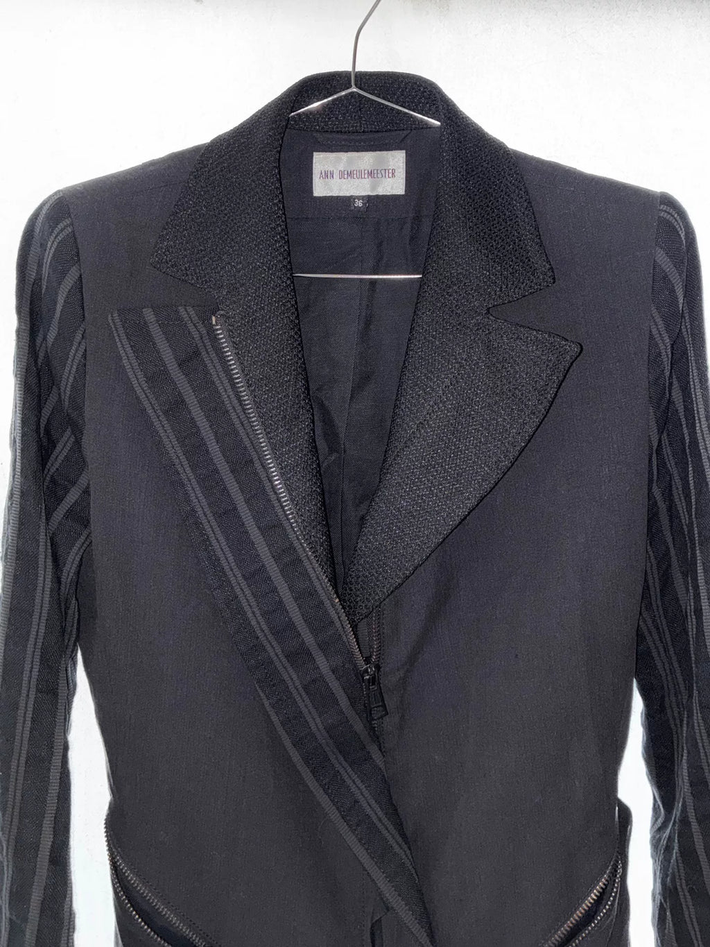 Ann Demeulemeester 97SS White Label Openwork Striped Lace-Up Jacket