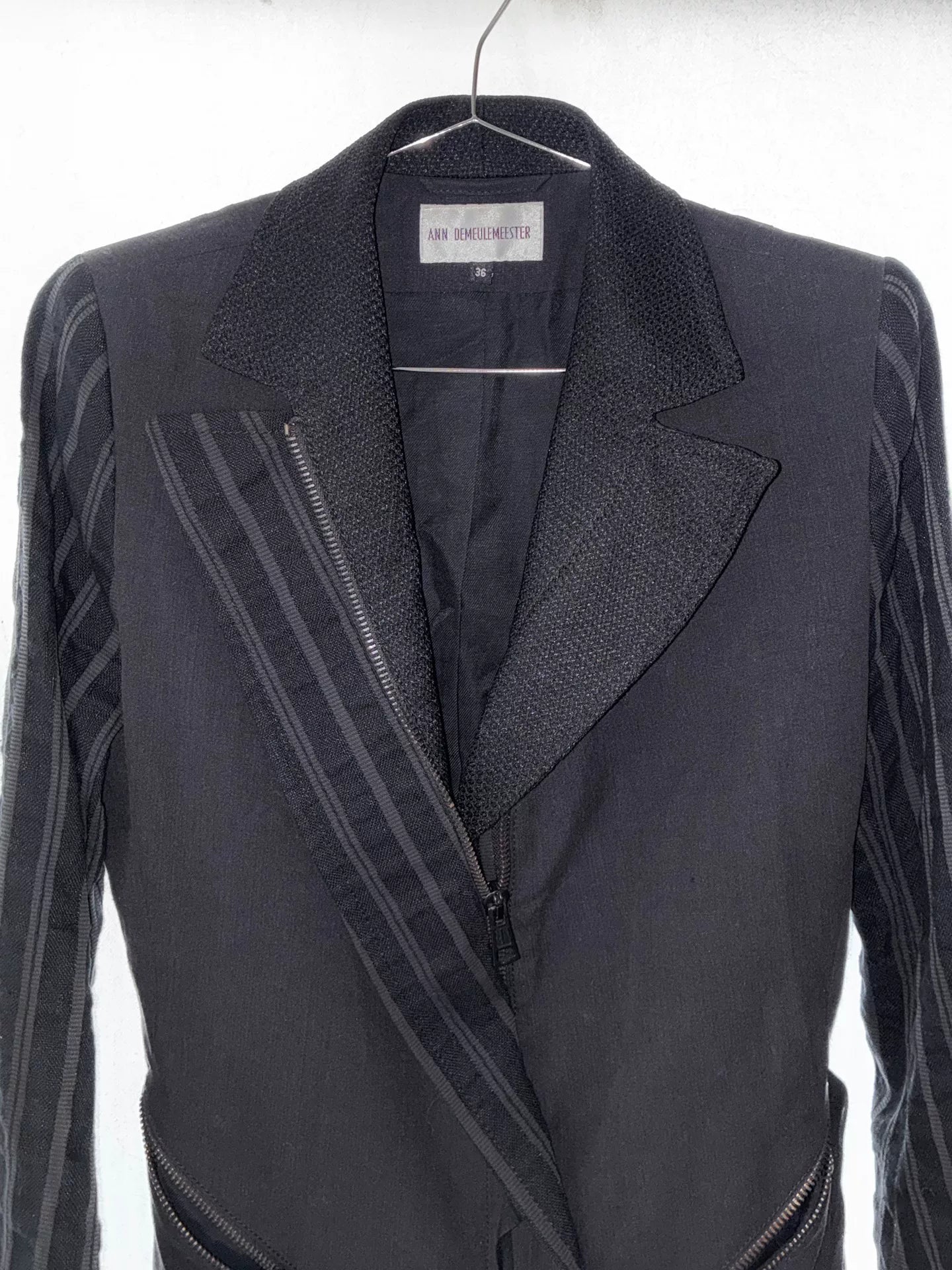Ann Demeulemeester 97SS White Label Openwork Striped Lace-Up Jacket