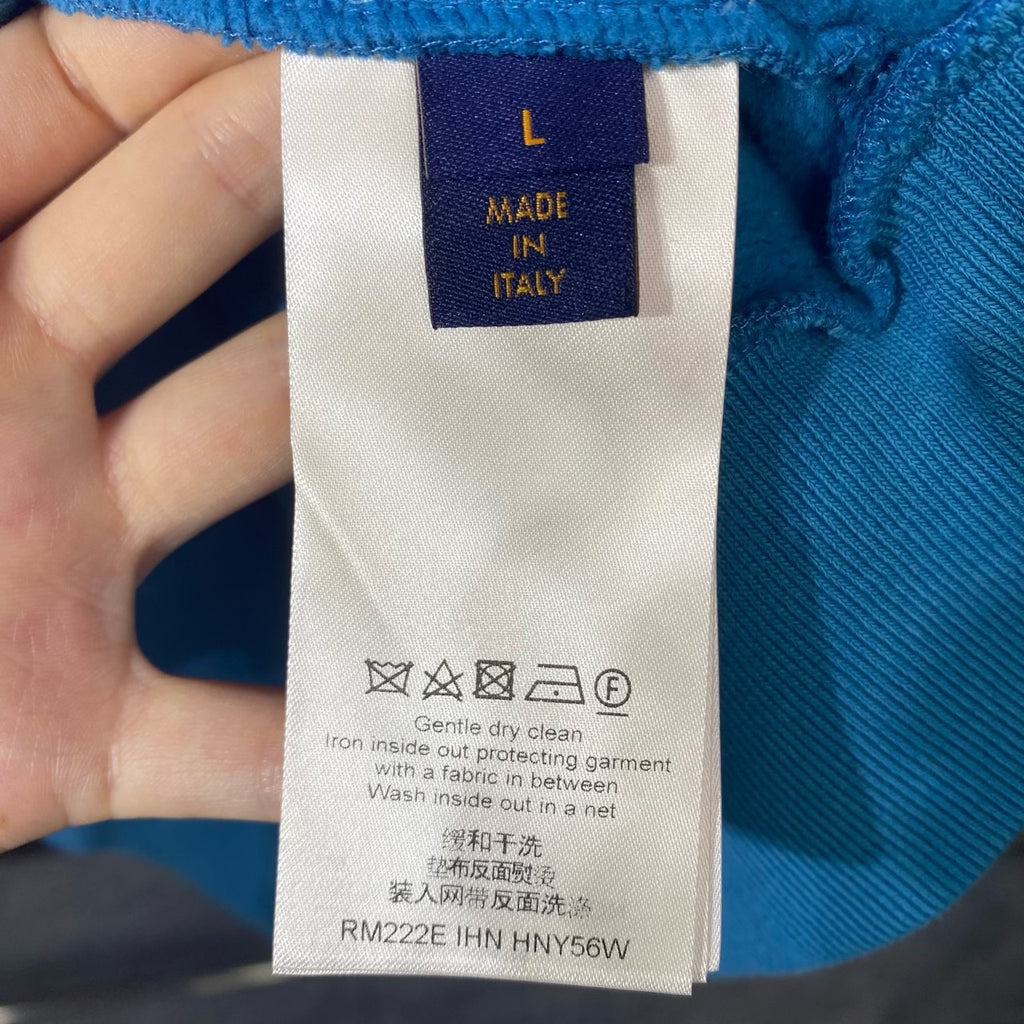 Louis Vuitton Hooded Embroidered Logo Blue Hoodie