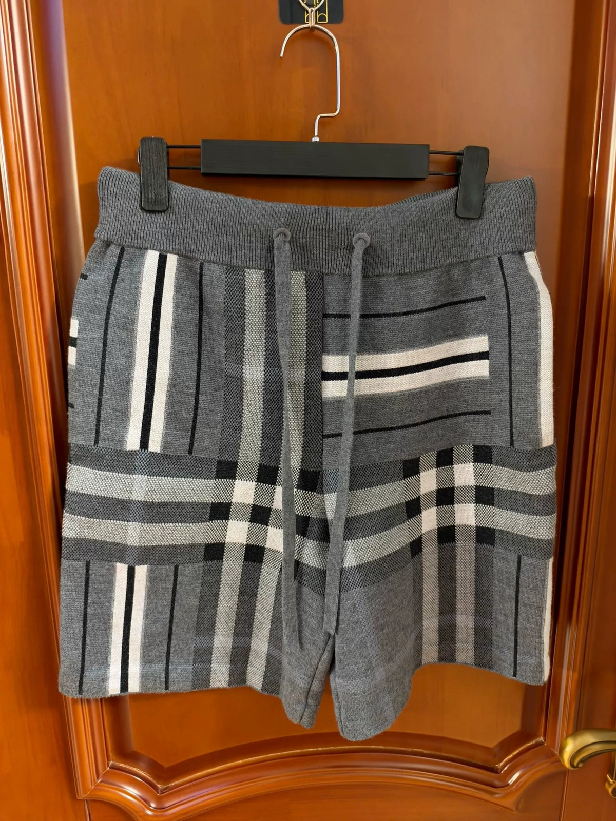 Burberry Grey Plaid Wool Shorts