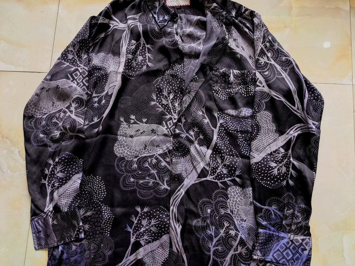 geoffrey b small Silver Banyan Special Purple Dye Silk Shirt
