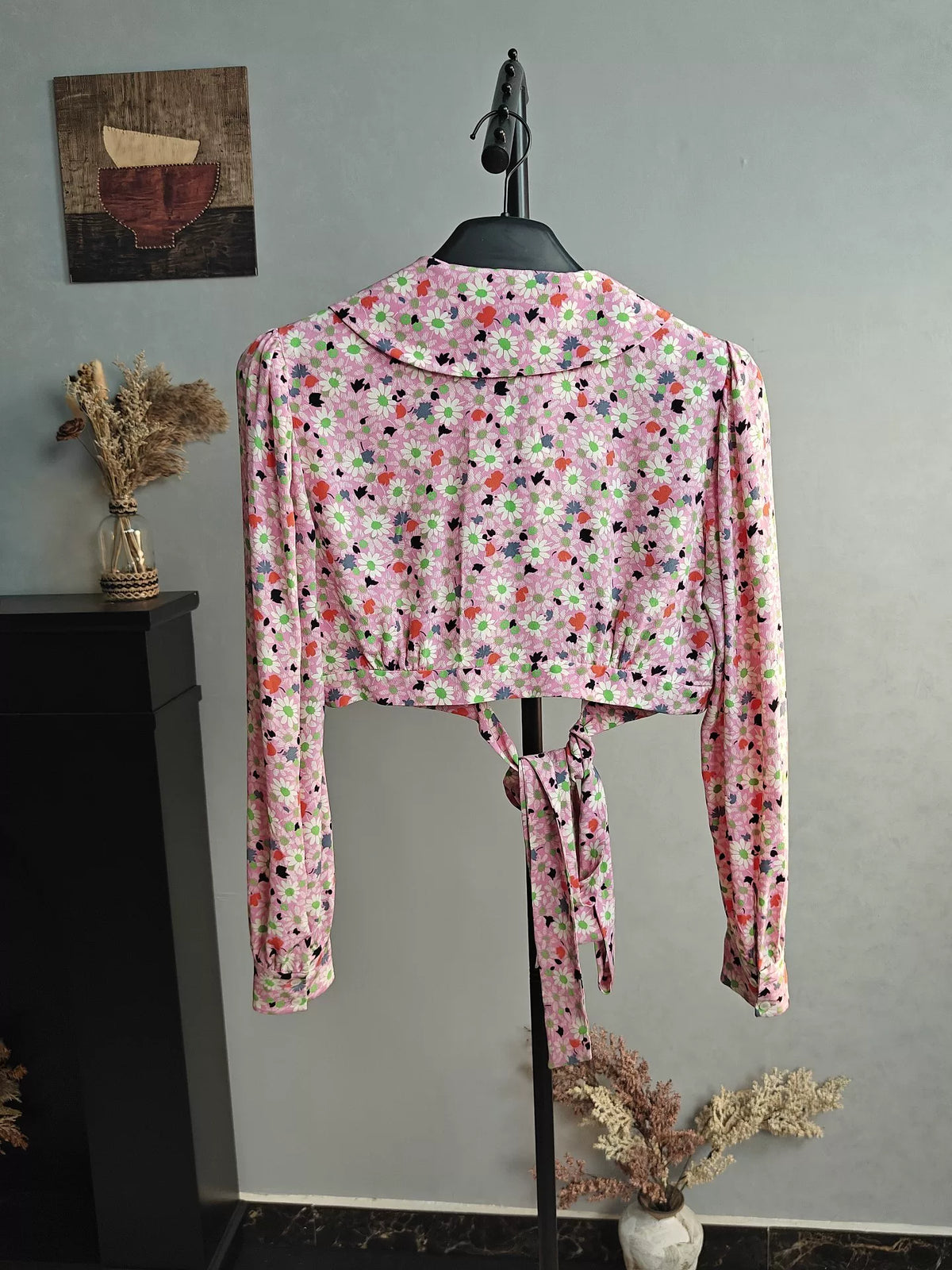 Miu Miu Pink Floral Tie Top