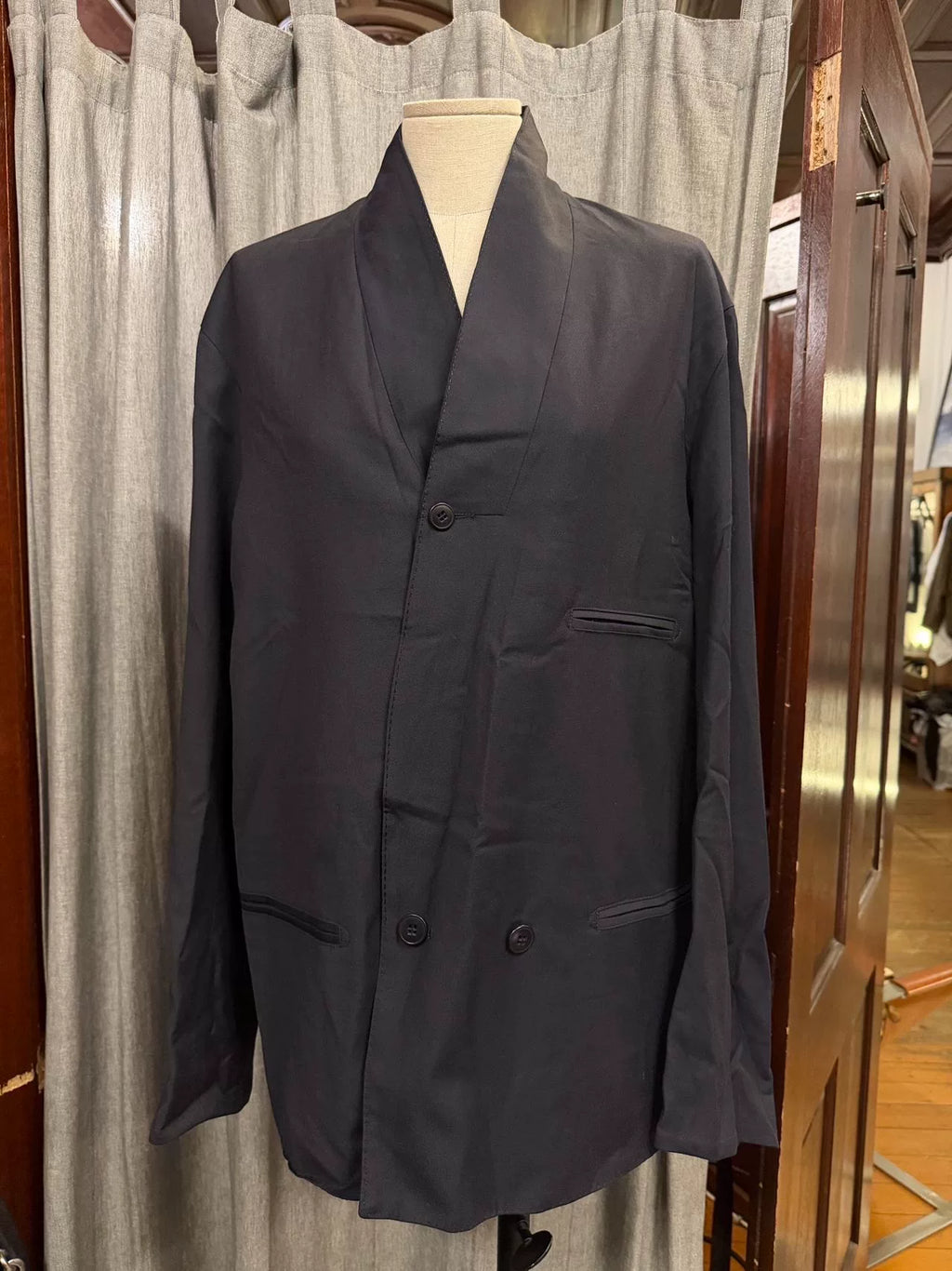 Christophe Lemaire Three-Button Collarless Wool Cotton Jacket