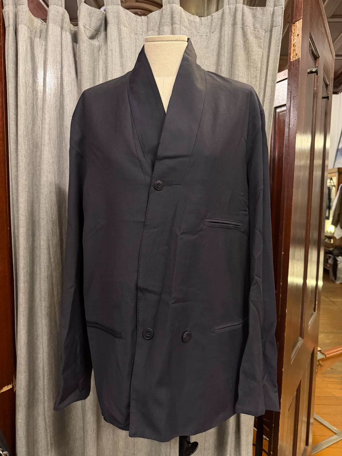 Christophe Lemaire Three-Button Collarless Wool Cotton Jacket