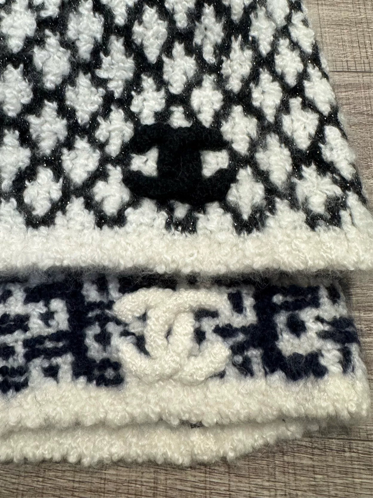 Chanel White Tweed Cashmere Beanie