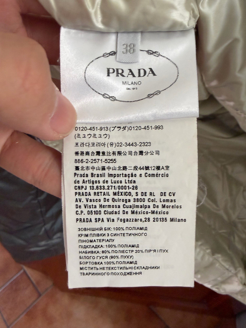 Prada Metal Triangle Logo Down Jacket
