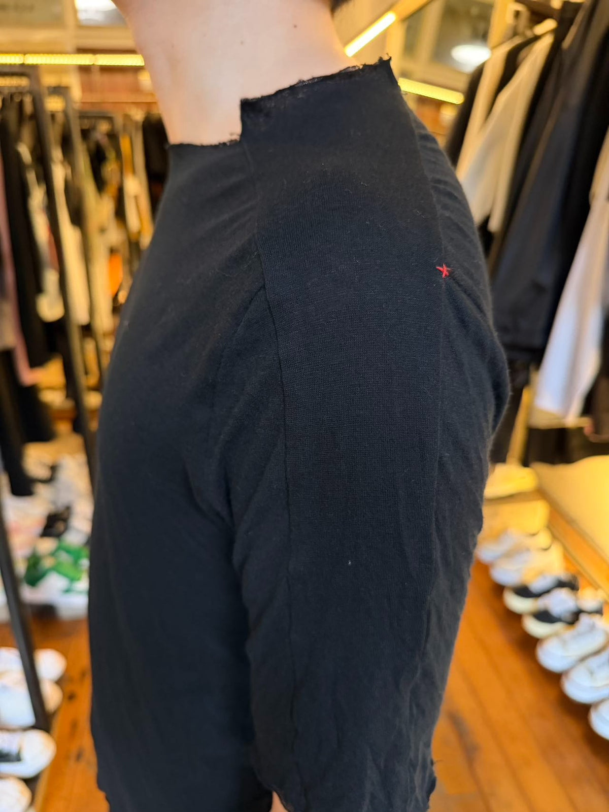 M.A+ SS16 Black Square Neck Cotton T-Shirt