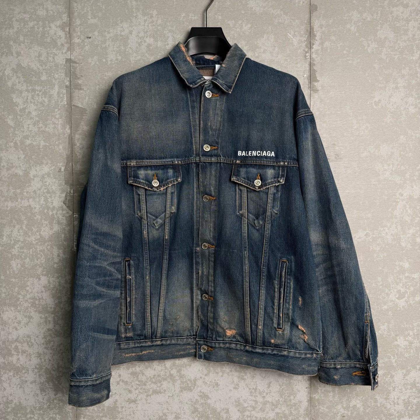 Balenciaga Denim Distressed Jacket