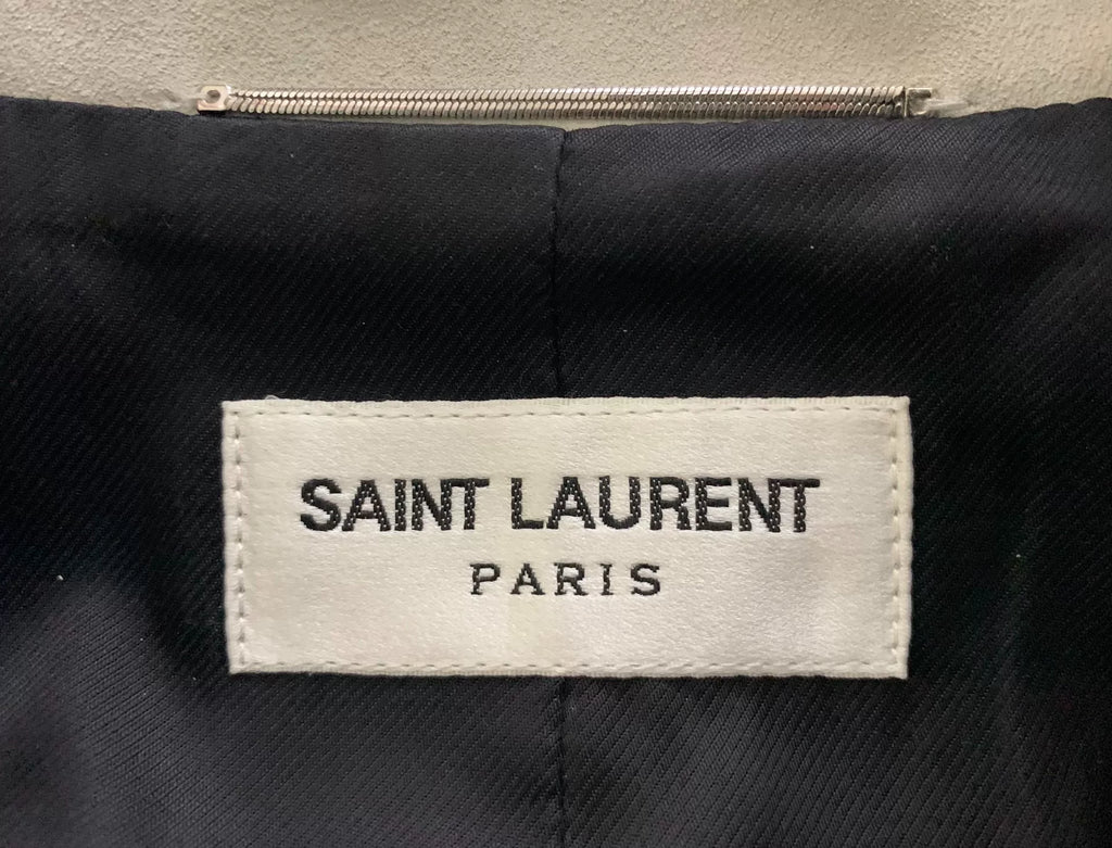 Saint Laurent 20SS Runway Off-White Pocket Suede Coat
